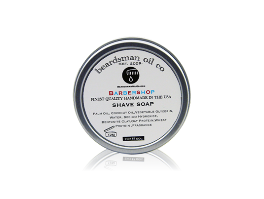 Beardsman™ Barbershop shave soap in a 2 oz aluminum tin