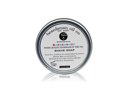 Beardsman™ Barbershop shave soap in a 2 oz aluminum tin