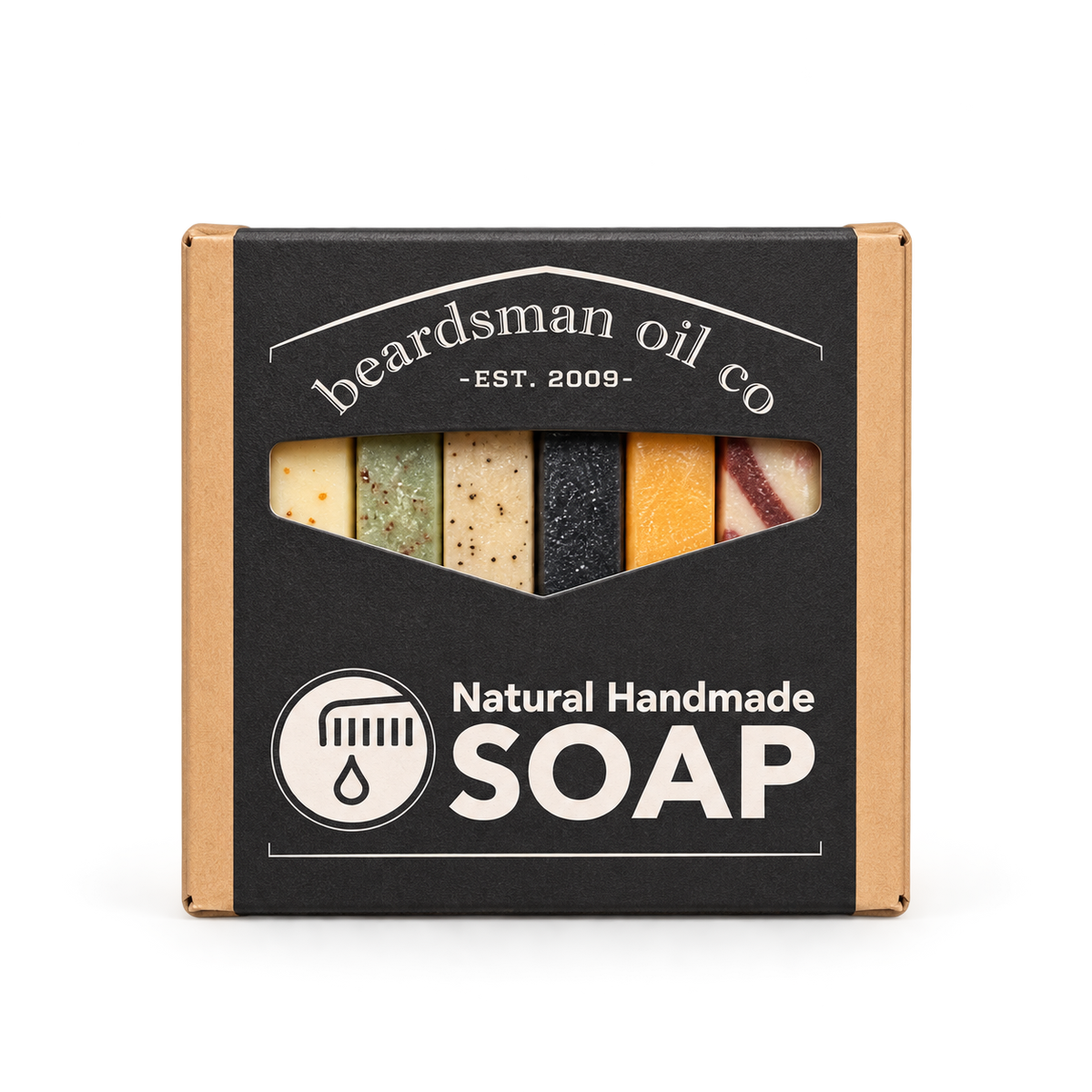 Beardsman Explorer soap sampler with six assorted handmade soap strips