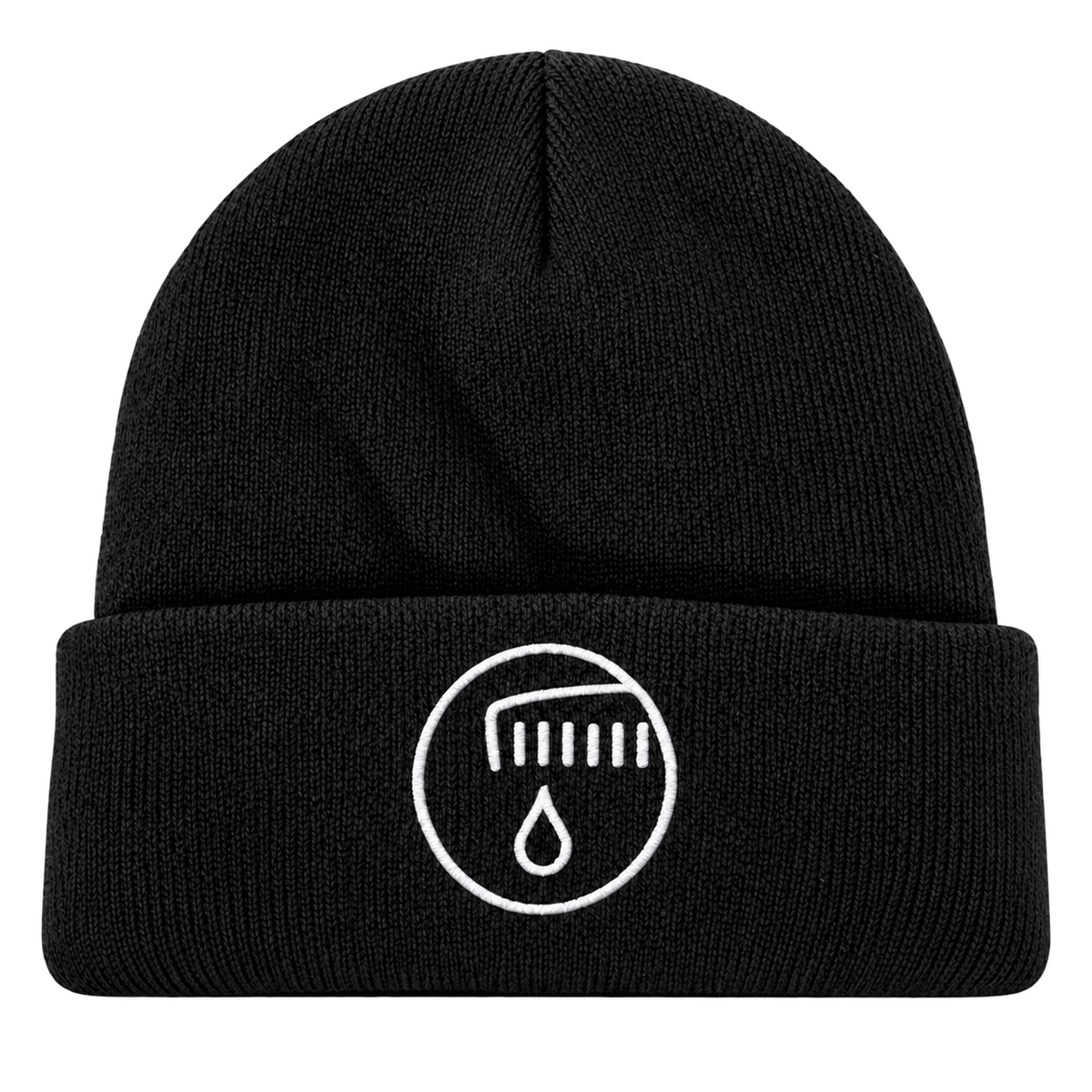 Black Beardsman™ fleece-lined beanie with embroidered white logo