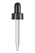 Black 20/400 glass dropper cap with 75 mm pipette